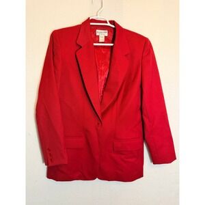 Pendleton Red 100% Virgin Wool Blazer Single Button Career Jacket Womens 10